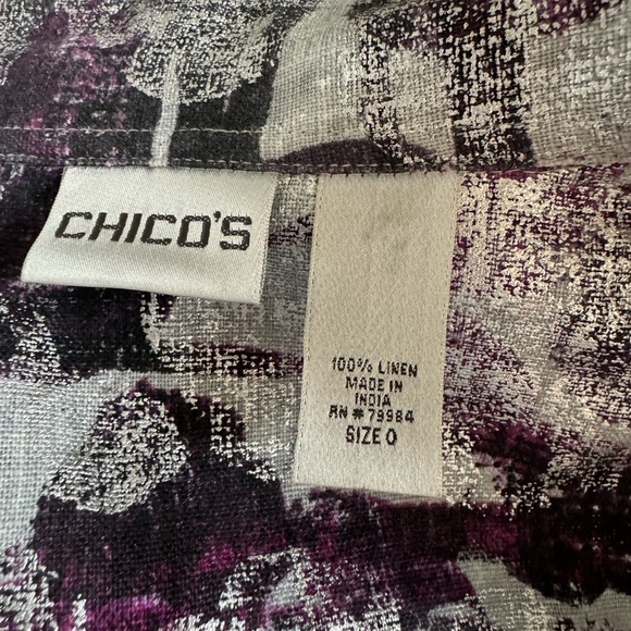 Chico’s Purple and Gray Metallic Printed Linen Lightweight Blazer Women’s 0 (S) - Picture 4 of 4
